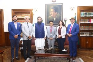 City Parliament Heidelberg Germany Member Waseem But, COTHM CEO Ahmad Shafiq, COTHM COO Zaheer Ahmad, F+U Educational Group Germany International Recruiting Head Jongen Tatjana Cathrine and former Lahore mayor Col. (r) Mubashir Javed with Punjab Governor Baleegh ur Rehman 