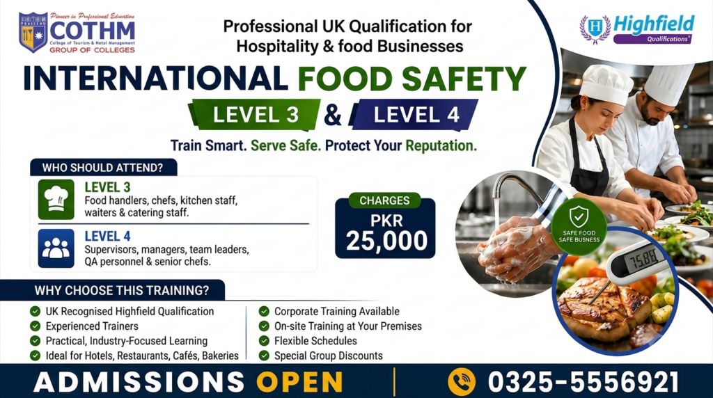 COTHM Opens Admissions for Highfield UK International Food Safety Qualifications (Level 3 & Level 4)