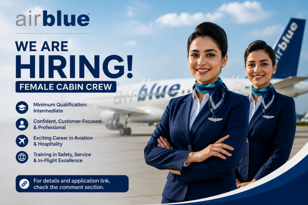 Airblue Opens Female Cabin Crew Recruitment for Intermediate Graduates